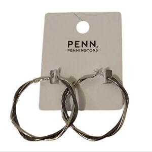 Silver Penningtons Women's Twisted Single Hoop Earrings